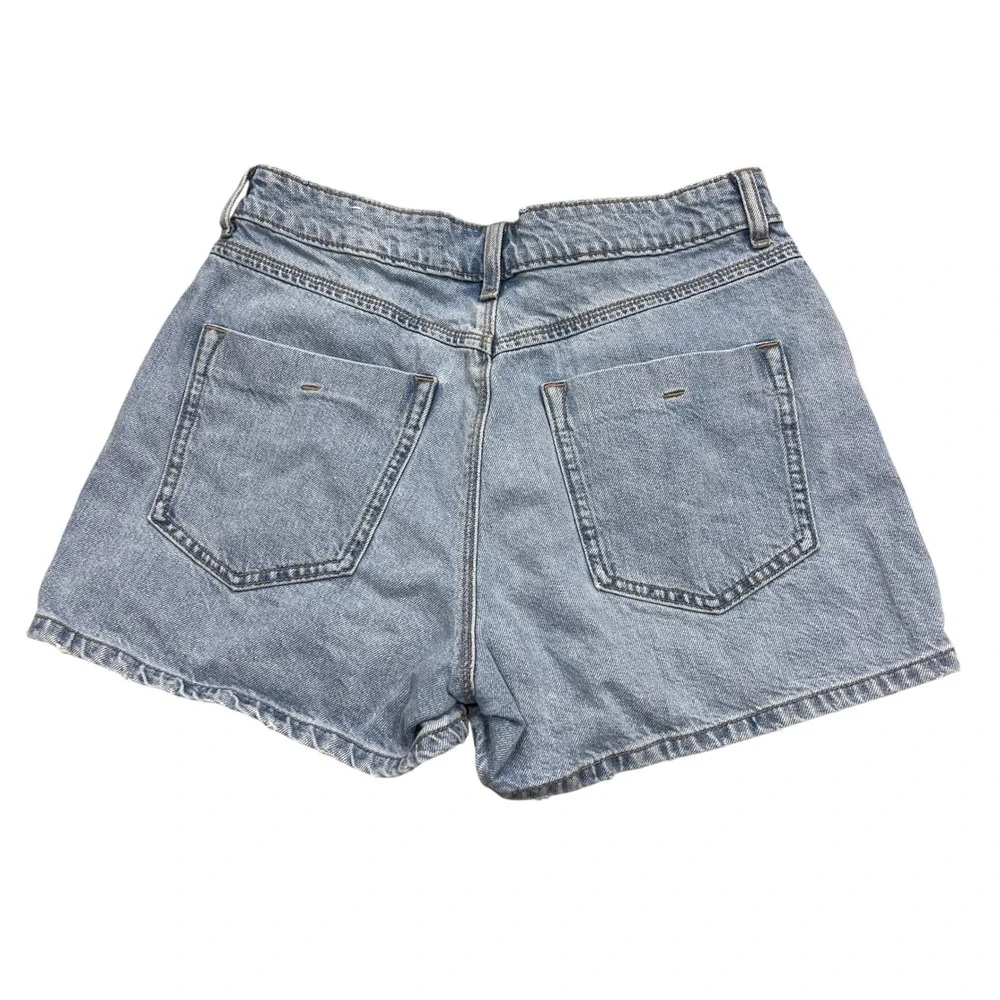 Zara‎ Womens Light Wash Denim Wrap Front Skort Blue High Waisted Size S